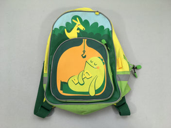 Kangourou-Petit sac à dos vert-jaune monstre