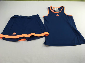 Ensemble de sport 2 pcs, 1 débardeur + 1 jupe short bleu/orange
