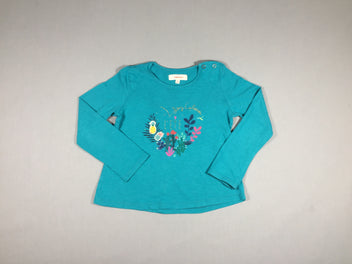 T-shirt m.l turquoise - motif fleuri