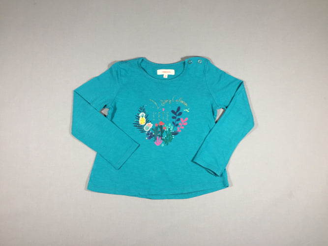 T-shirt m.l turquoise - motif fleuri, moins cher chez Petit Kiwi