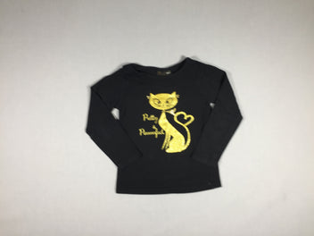 T-shirt m.l noir chat doré