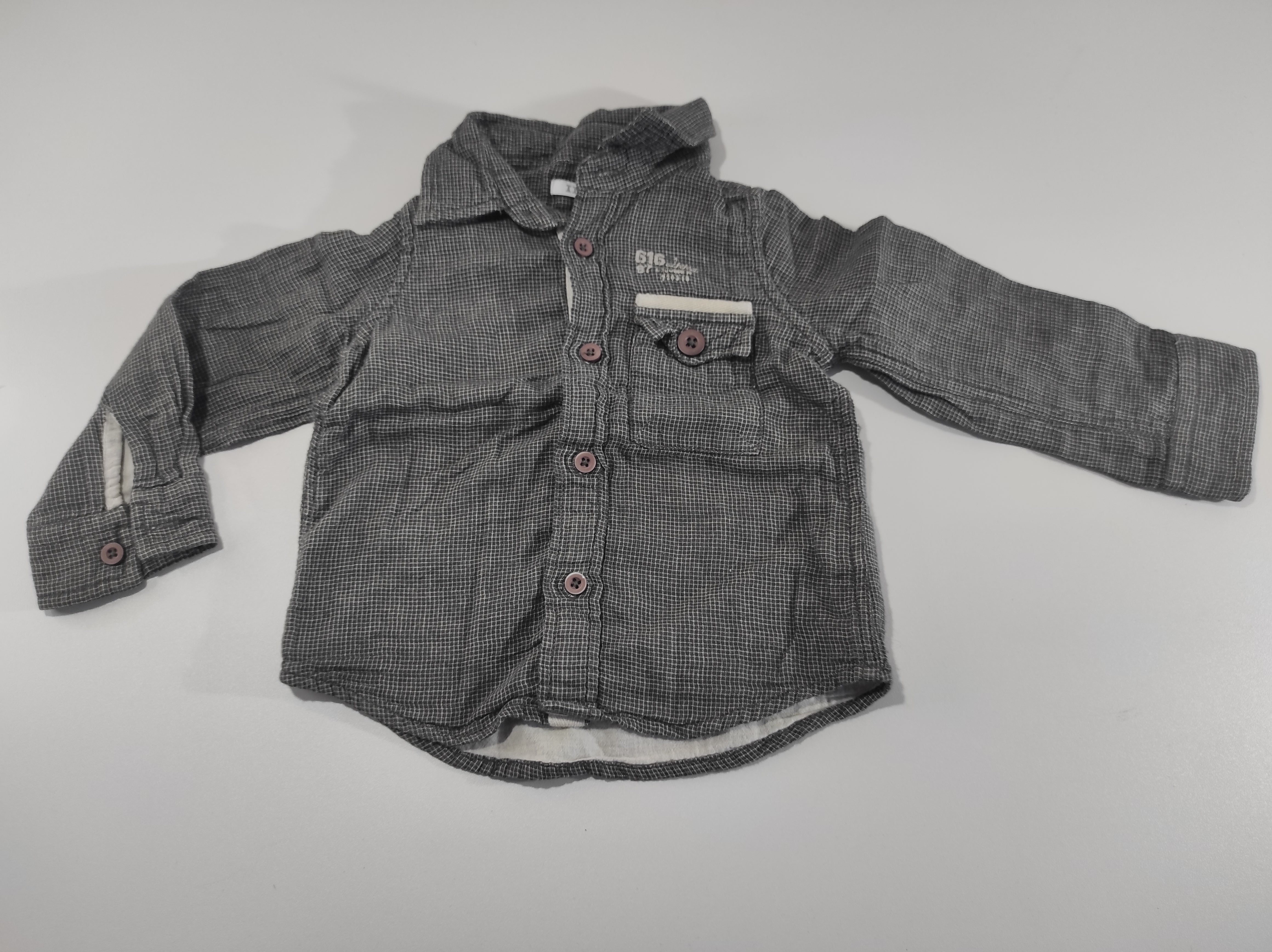 Chemise m.l  noir à carreaux