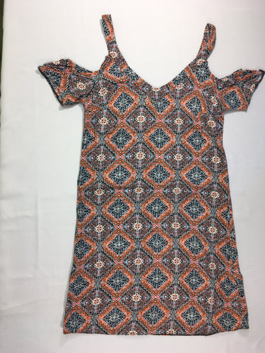 Robe m.c épaules dégagée motifs losanges orangés S, moins cher chez Petit Kiwi