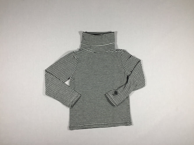 T-shirt col roulé ligné gris et noir, moins cher chez Petit Kiwi