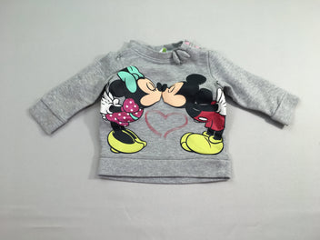 Sweat gris chiné Mickey/Minnie