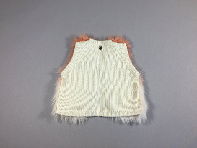 Gilet berger fausse fourrure dégradé rose et blanc - dos tricot, moins cher chez Petit Kiwi