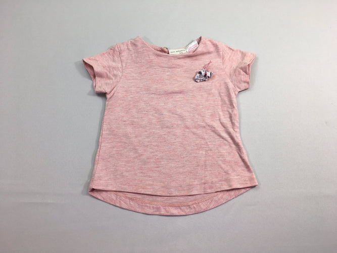 T-shirt m.c rose pailleté papillon, moins cher chez Petit Kiwi