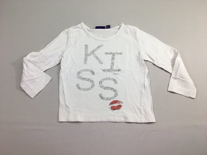 T-shirt m.l blanc Kiss, moins cher chez Petit Kiwi