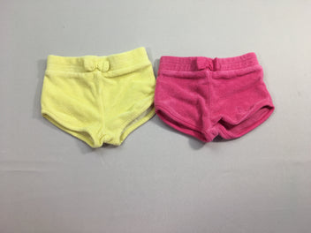 Lot de 2 shorts éponge rose/jaune noeuds