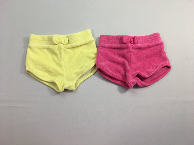 Lot de 2 shorts éponge rose/jaune noeuds, moins cher chez Petit Kiwi