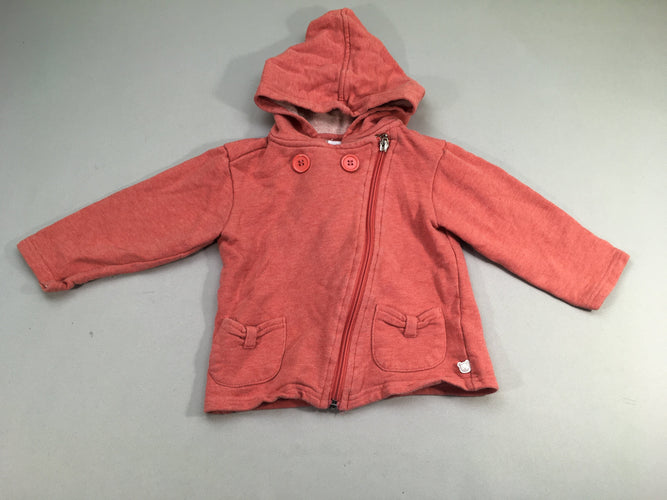 Sweat zippé à capuche orange boutons, moins cher chez Petit Kiwi