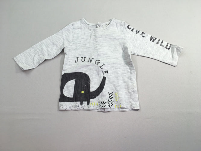T-shirt m.l gris chiné éléphant boutonné dans le dod, moins cher chez Petit Kiwi