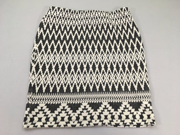 Jupe noire motifs géométriques blancs texturés