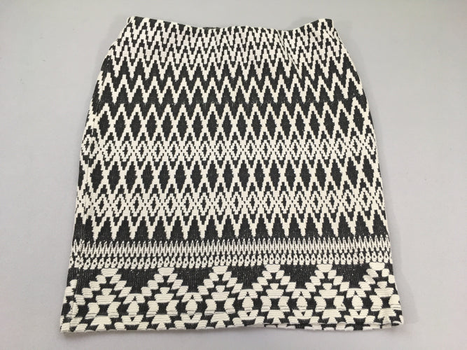 Jupe noire motifs géométriques blancs texturés, moins cher chez Petit Kiwi