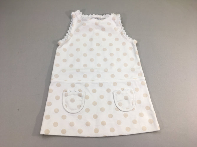 Robe s.m molleton blanche pois, moins cher chez Petit Kiwi