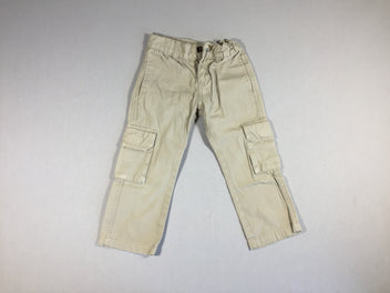 Pantalon gris clair en toile - poches appliquées