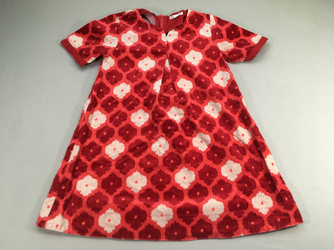 Robe m.c velours ras corail fleurs rouges, moins cher chez Petit Kiwi