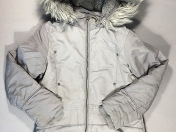 Manteau grise intérieur softy à capuche amovible - petites traces d'usage