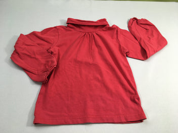 T-shirt m.l col roulé rouge, élastique au poignets