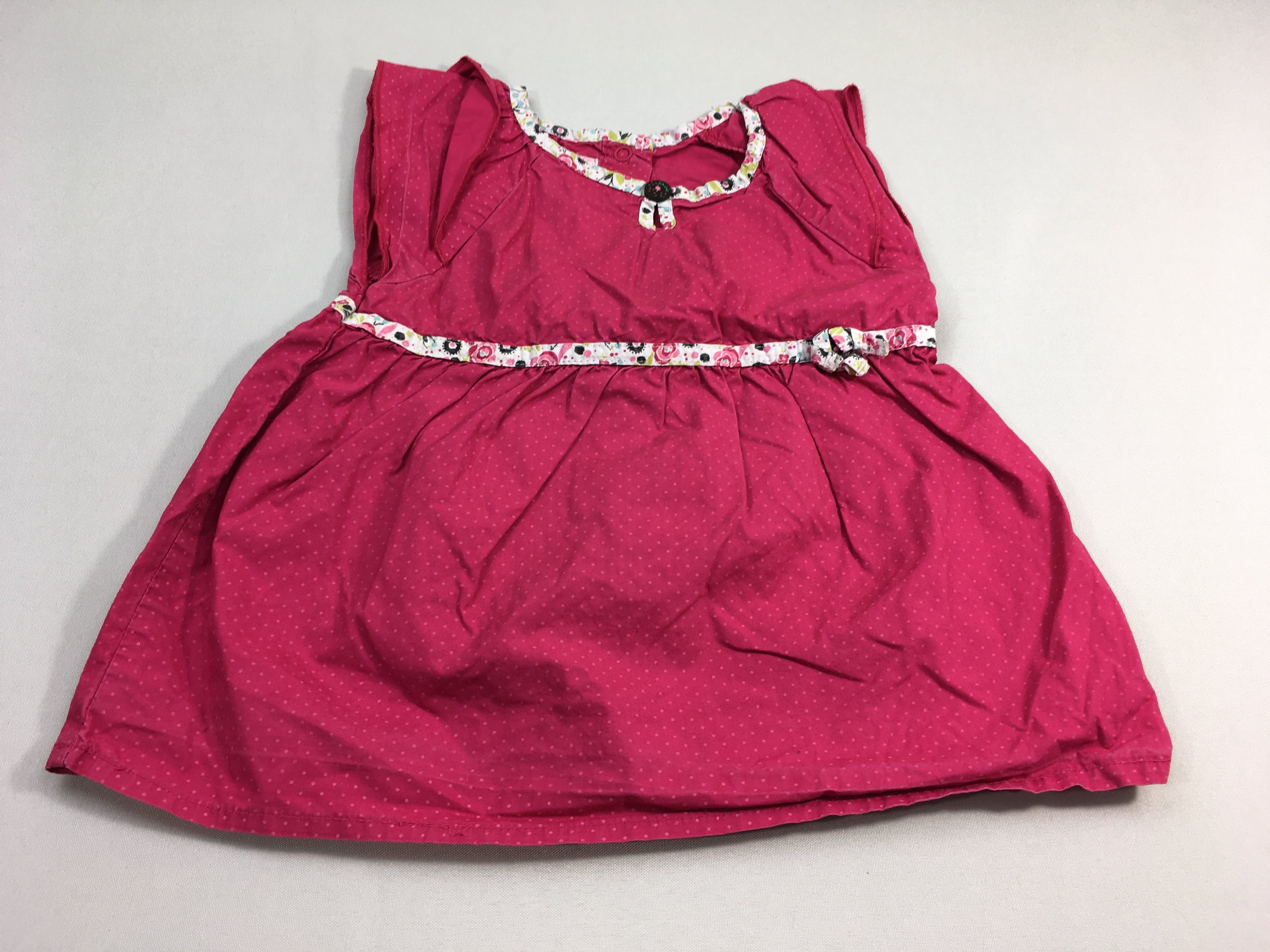 Blouse m.c  rose  fuchsia à pois