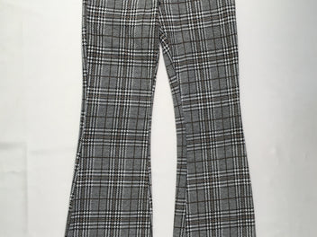 Pantalon flare molleton gris carreaux brun/noir