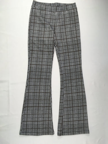 Pantalon flare molleton gris carreaux brun/noir, moins cher chez Petit Kiwi