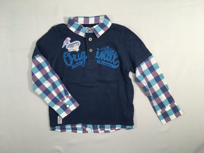 Polo m.l jersey bleu Original, légèrement bouloché, moins cher chez Petit Kiwi