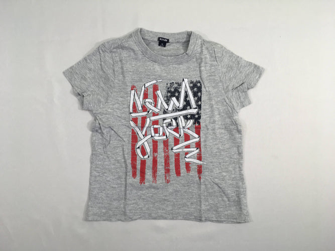 T-shirt m.c gris chiné NY, moins cher chez Petit Kiwi