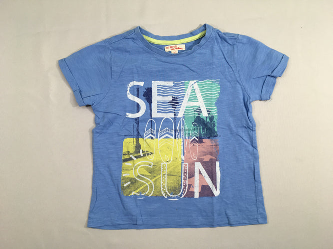 T-shirt m.c bleu flammé Sea, moins cher chez Petit Kiwi