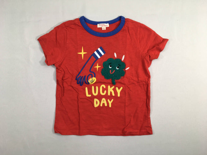 T-shirt m.c rouge flammé Lucky relief, moins cher chez Petit Kiwi