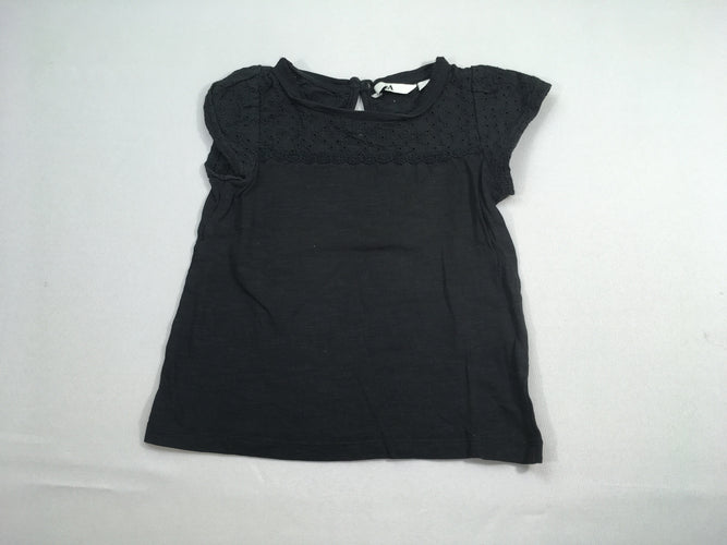 T-shirt m.c noir dentelle, moins cher chez Petit Kiwi