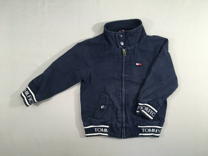 Veste toile zippée bleu foncé tommy hilfiger, moins cher chez Petit Kiwi