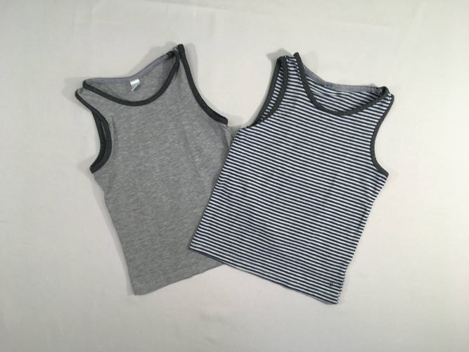 Lot de 2 chemisettes s.m gris rayé bleu/gris, moins cher chez Petit Kiwi