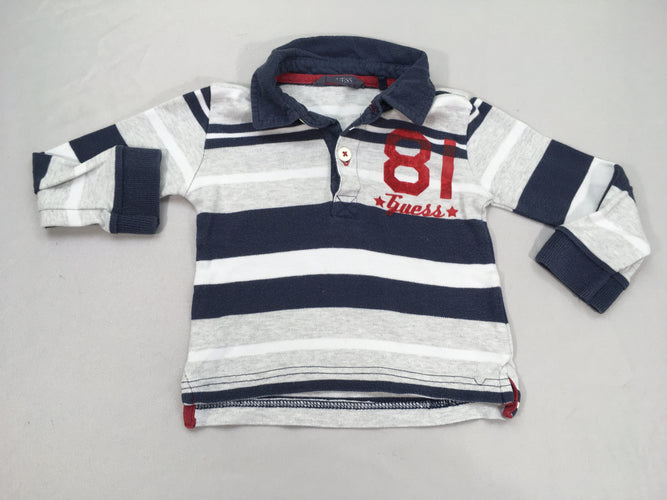 Polo m.l jersey gris rayé bleu 81, moins cher chez Petit Kiwi
