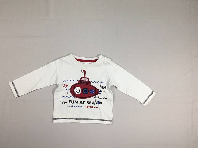 T-shirt m.l blanc sous-marin, moins cher chez Petit Kiwi