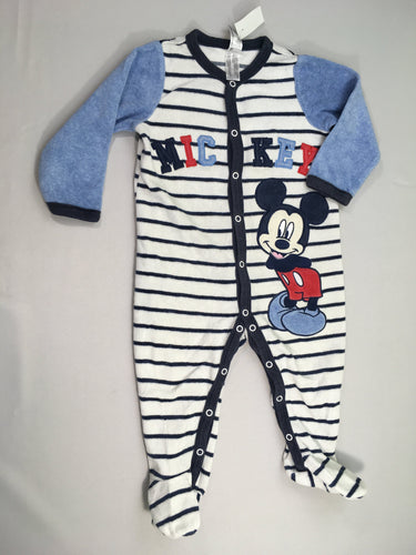 Pyjama velours blanc/bleu Mickey, moins cher chez Petit Kiwi