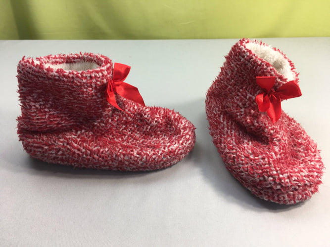 Pantoufles chaussons rouge/blanc, moins cher chez Petit Kiwi
