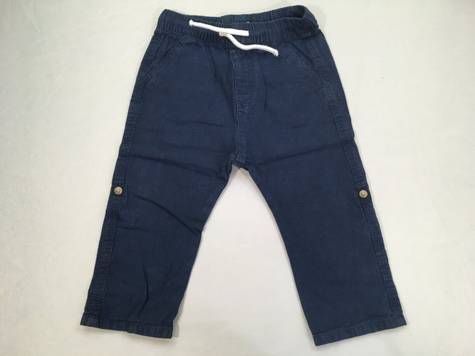 Pantalon bleu marine retroussable genoux, moins cher chez Petit Kiwi