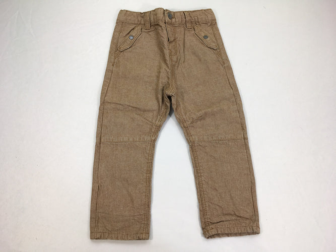 Pantalon brun minis carreaux doublé jersey, moins cher chez Petit Kiwi