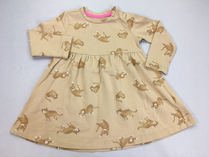 Robe m.l jersey beige félin, moins cher chez Petit Kiwi