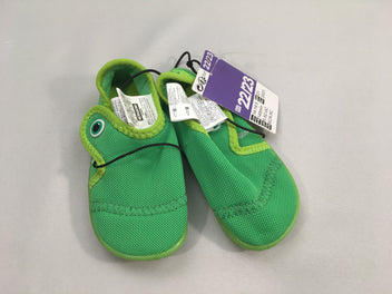 Chaussons scratchés bébé garçon en cuir - vert aqua, Chaussures