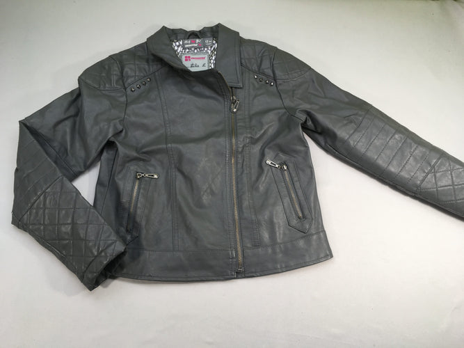 Veste simili grise clous-petit accroc arrière, moins cher chez Petit Kiwi