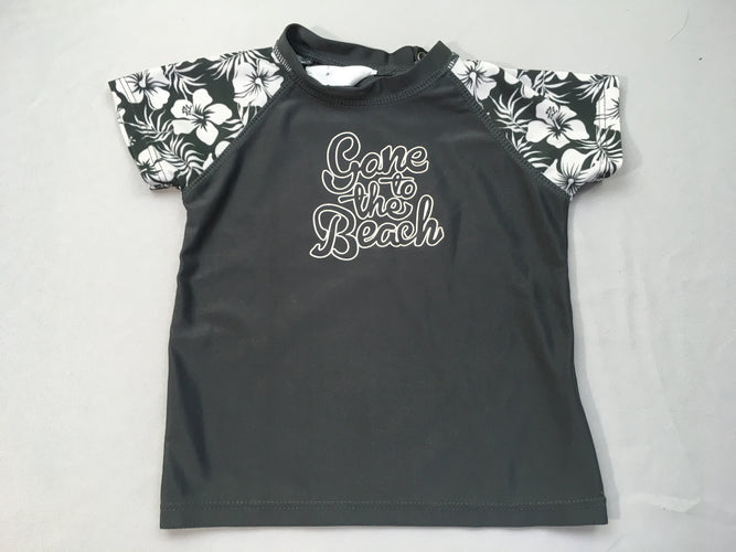 T-shirt anti-uv gris foncé fleurs beach, moins cher chez Petit Kiwi