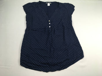 Blouse m.c bleu marine pois blancs
