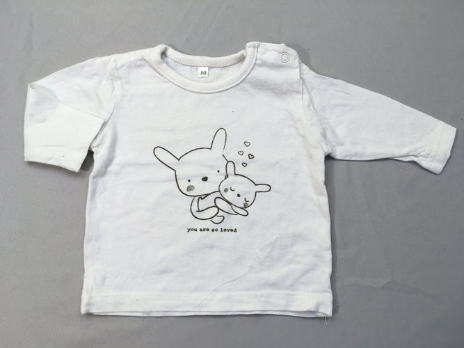 T-shirt m.l blanc lapins, moins cher chez Petit Kiwi