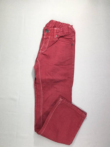 Jeans rouge surpiqures blanches, moins cher chez Petit Kiwi