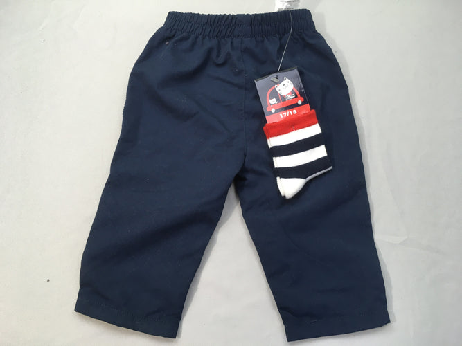 NEUF pantalon de training bleu foncé + chaussettes rayées, moins cher chez Petit Kiwi
