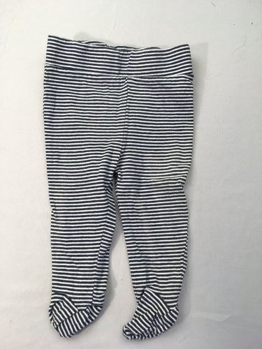 Pantalon à pieds jersey blanc rayé bleu, moins cher chez Petit Kiwi