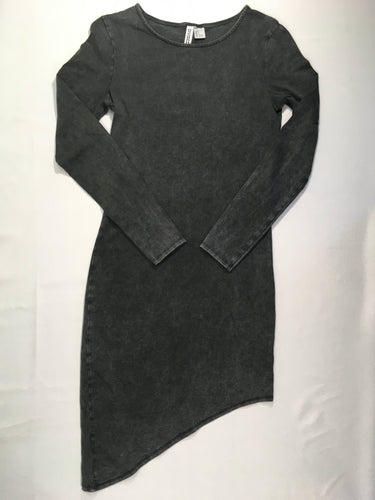 Robe m.l style Denim gris dos partiellement dégagé bas en biais, moins cher chez Petit Kiwi