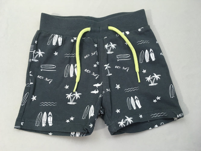 Bermuda molleton gris noir surf, moins cher chez Petit Kiwi